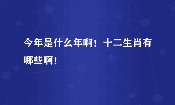 今年是什么年啊！十二生肖有哪些啊！