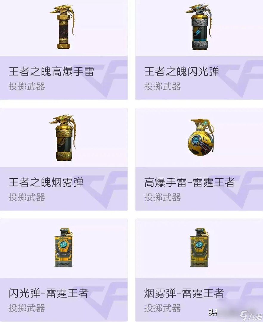 cf武器大全图鉴2023 300多种投掷武器