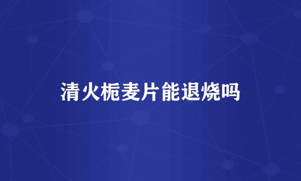 清火栀麦片能退烧吗