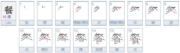 用餐的餐字的笔顺