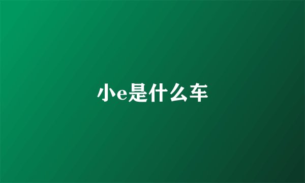 小e是什么车