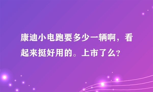 康迪小电跑要多少一辆啊，看起来挺好用的。上市了么？