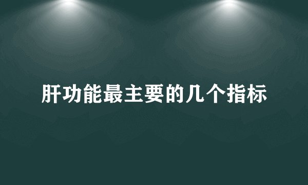 肝功能最主要的几个指标