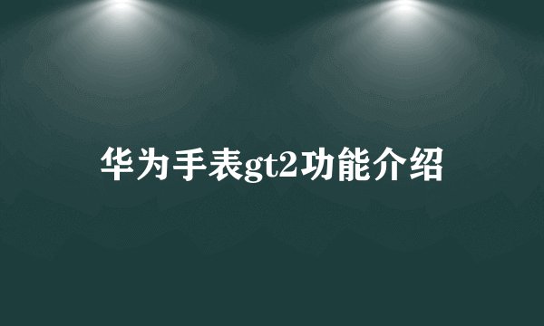 华为手表gt2功能介绍