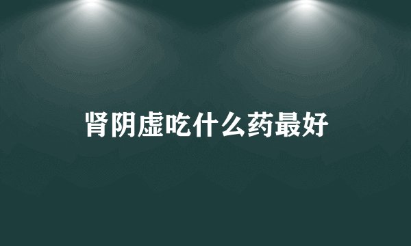 肾阴虚吃什么药最好