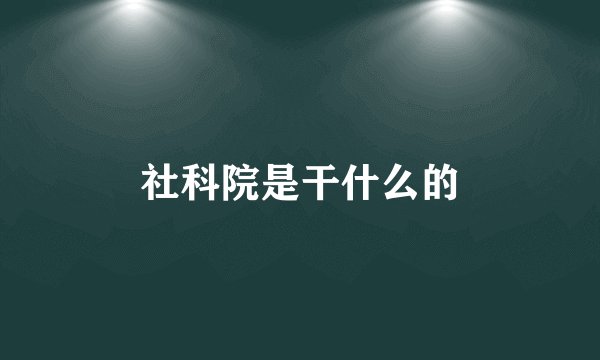 社科院是干什么的