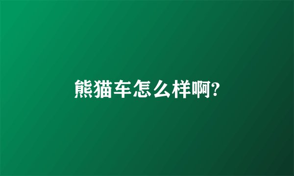 熊猫车怎么样啊?