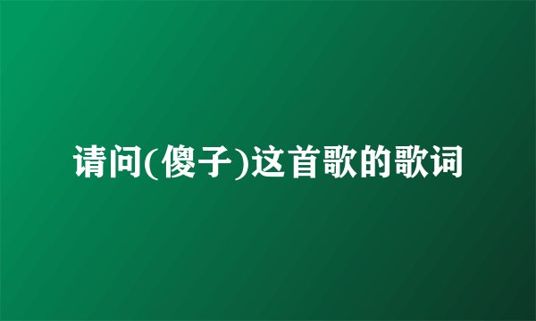 请问(傻子)这首歌的歌词