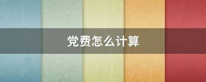 党费怎么计算