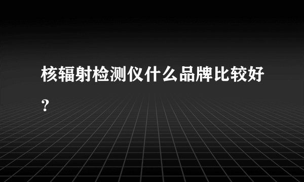 核辐射检测仪什么品牌比较好？