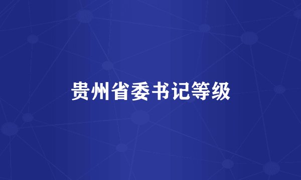 贵州省委书记等级
