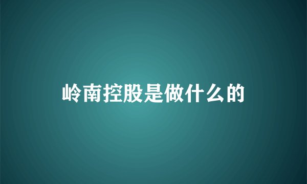 岭南控股是做什么的