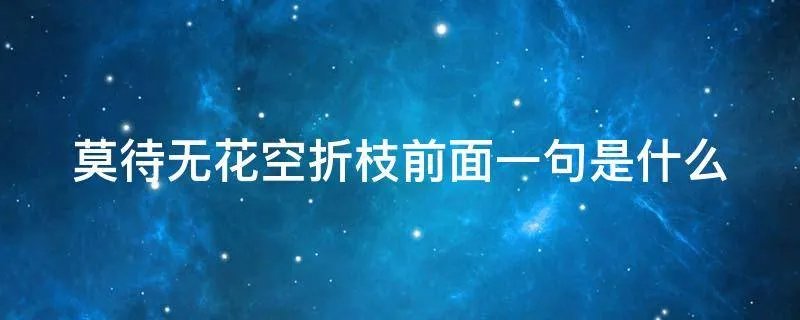 莫待无花空折枝前面一句是什么