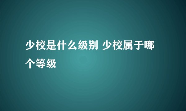 少校是什么级别 少校属于哪个等级