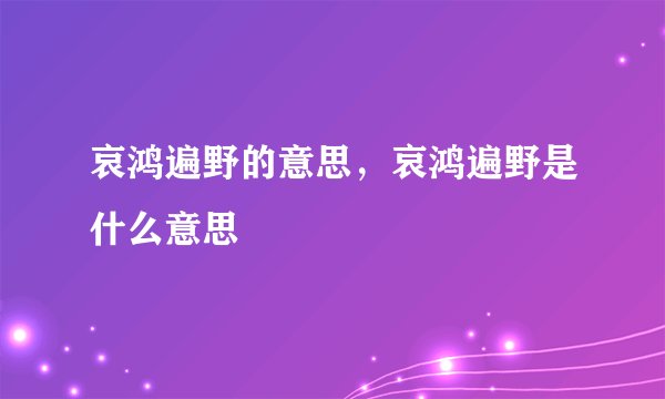 哀鸿遍野的意思，哀鸿遍野是什么意思