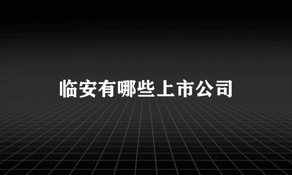 临安有哪些上市公司