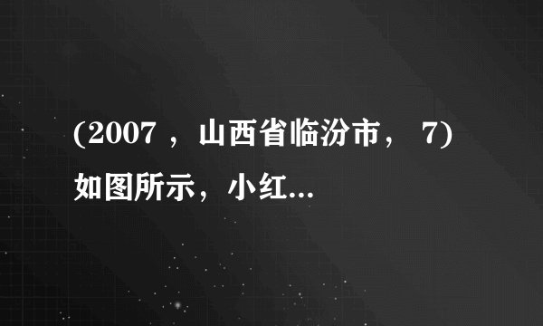 (2007 ，山西省临汾市， 7) 如图所示，小红拿着—个放大镜先看了看自己的手纹．然后又用它去看远处的景物，结果他看到的是 [ 　　 ] A ．正立放大的虚像 B ．倒立放大的实像 C ．倒立缩小的实像 D ．倒立等大的实像