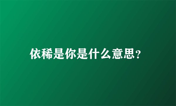 依稀是你是什么意思？