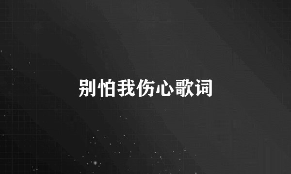 别怕我伤心歌词