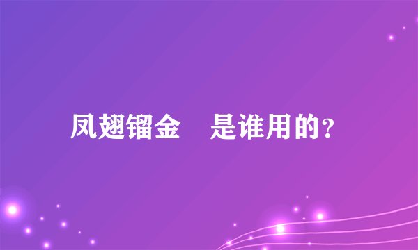 凤翅镏金镋是谁用的？