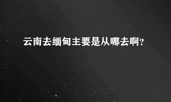 云南去缅甸主要是从哪去啊？