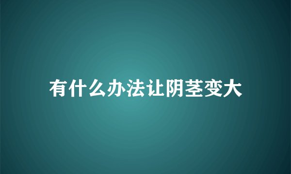 有什么办法让阴茎变大