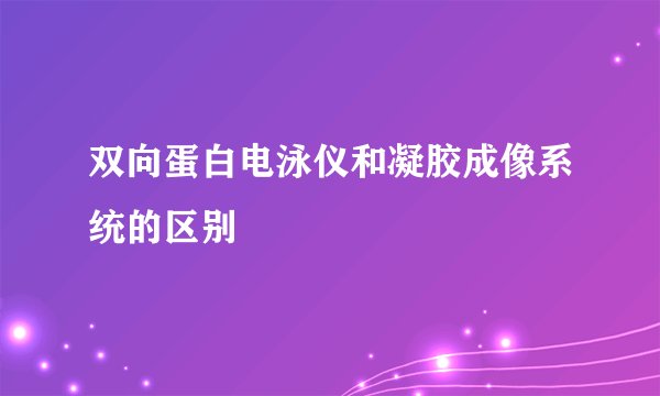 双向蛋白电泳仪和凝胶成像系统的区别