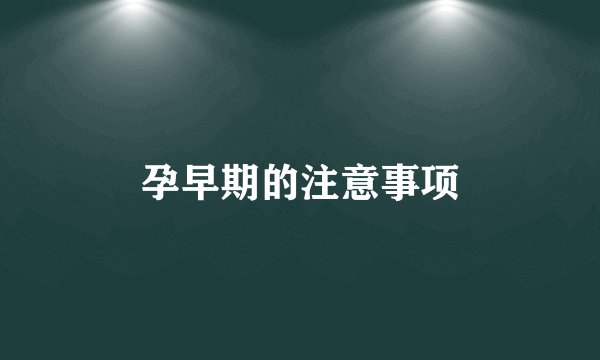 孕早期的注意事项