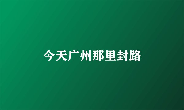 今天广州那里封路