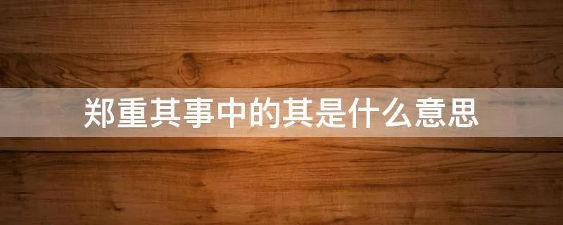 郑重其事中的其是什么意思