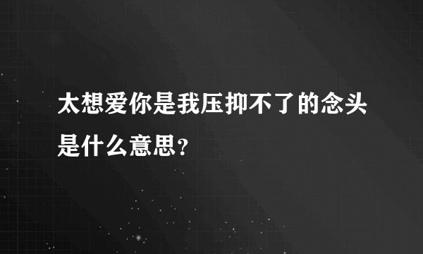 太想爱你是我压抑不了的念头是什么意思？