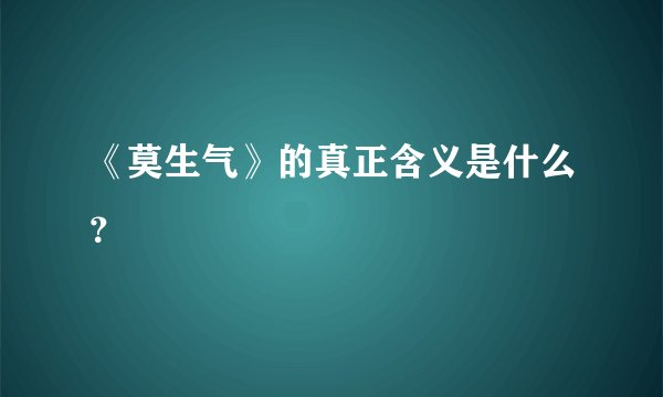 《莫生气》的真正含义是什么？
