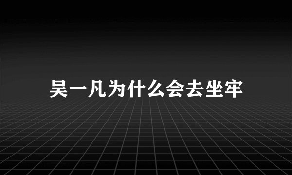 吴一凡为什么会去坐牢