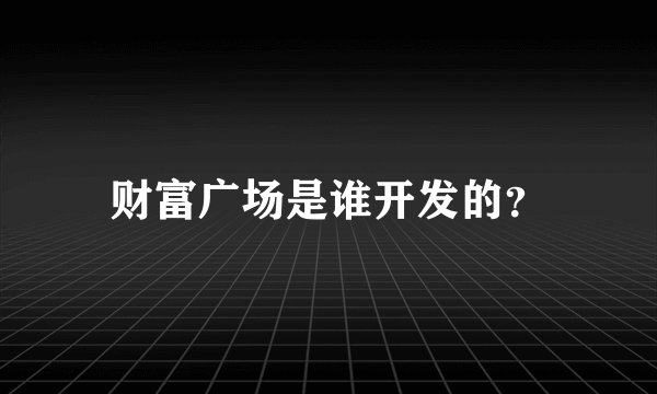 财富广场是谁开发的？