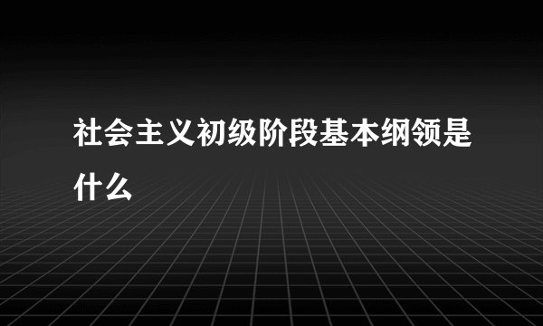 社会主义初级阶段基本纲领是什么
