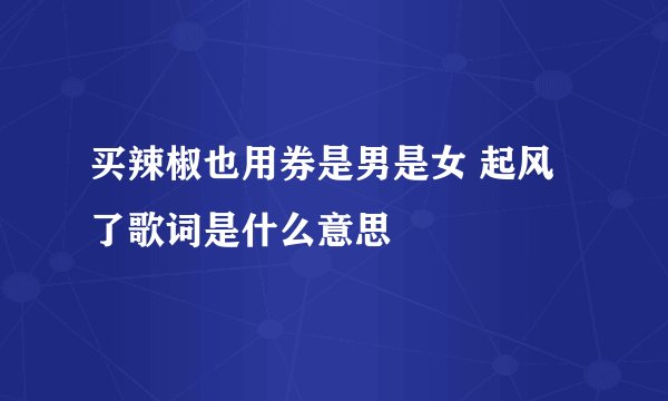 买辣椒也用券是男是女 起风了歌词是什么意思