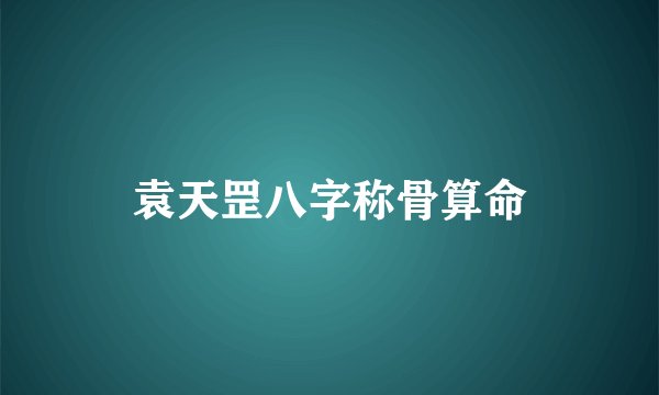 袁天罡八字称骨算命