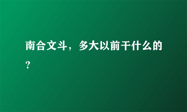 南合文斗，多大以前干什么的？