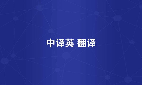 中译英 翻译