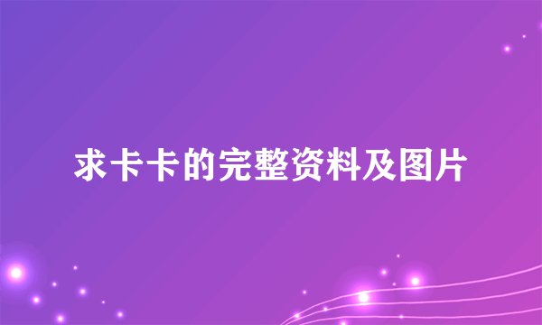 求卡卡的完整资料及图片