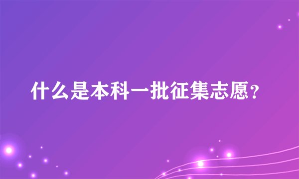 什么是本科一批征集志愿?