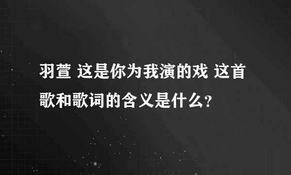 羽萱 这是你为我演的戏 这首歌和歌词的含义是什么？