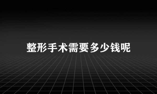 整形手术需要多少钱呢