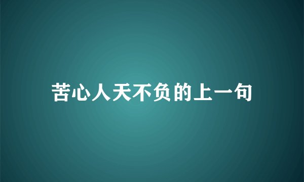 苦心人天不负的上一句
