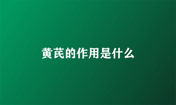 黄芪的作用是什么