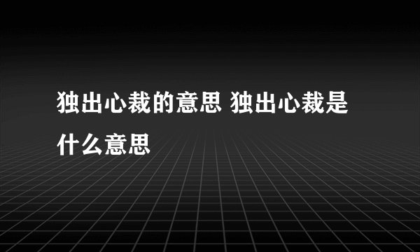 独出心裁的意思 独出心裁是什么意思