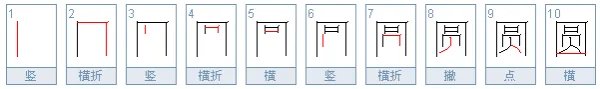圆字笔顺笔画顺序