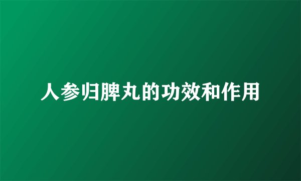 人参归脾丸的功效和作用
