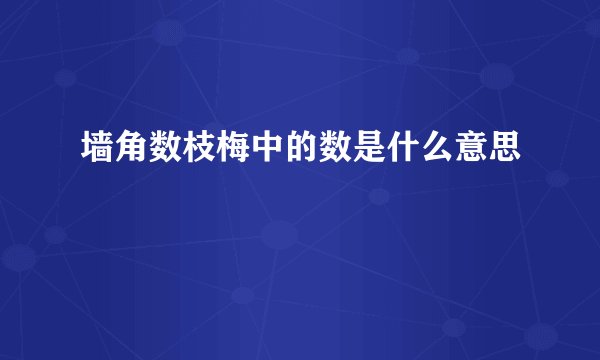 墙角数枝梅中的数是什么意思