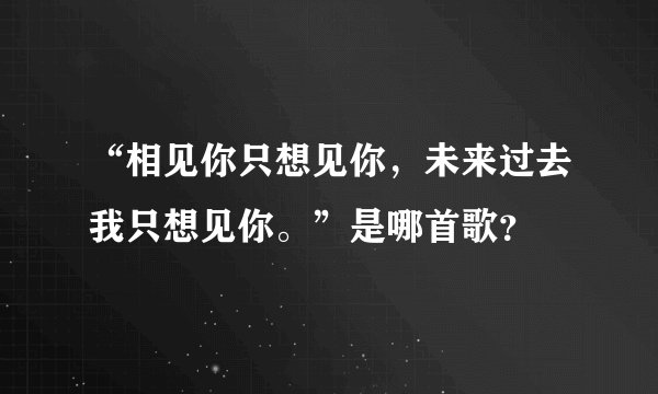 “相见你只想见你，未来过去我只想见你。”是哪首歌？